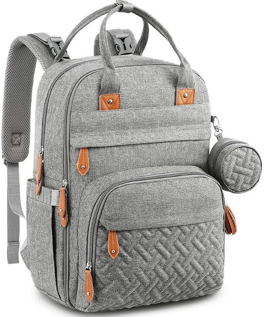 KAUKKO Baby Diaper Backpack Multifunction Travel Organizer with Stroller Straps Large Capacity and Durable (T1BLACK) (MGRAY) by KAUKKO