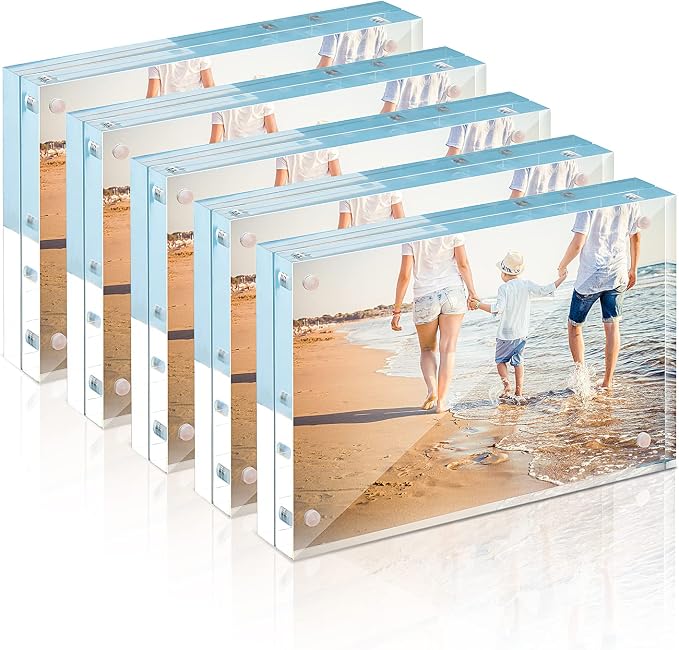 8x10 Acrylic Frame 5 Pack,24MM Thicker Frameless Clear Picture Frames | Freestanding Double Sided Magnetic Picture Frame,Acrylic Picture Frames for Desktop Display with Microfiber Cloth,Gift Ideal by TwingRepublic