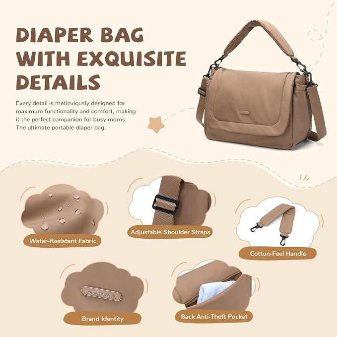 14L Puffer Diaper Bag Tote, Large Capacity Travel Diaper bags, Crossbody Hospital Bag for mom - Image 7