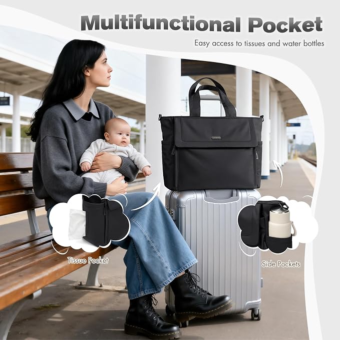 14L Puffer Diaper Bag Tote, Large Capacity Travel Diaper bags, Crossbody Hospital Bag for mom - Image 4