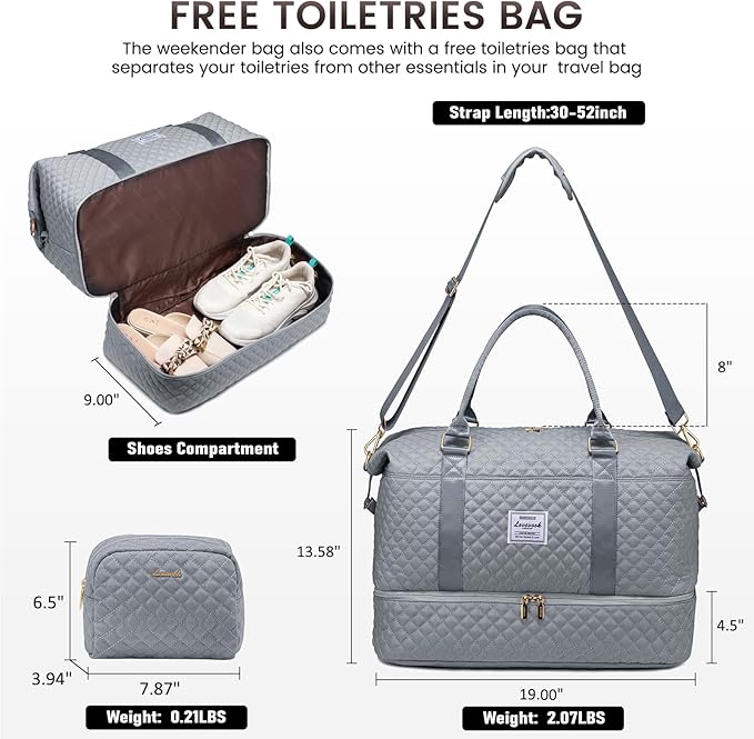 LOVEVOOK Travel Duffle Bag,Weekender Bags for Women with Shoe Compartment，Carry on Overnight Bag with Toiletry Bag,Gym Duffel Bag with Wet Pocket, Hospital Bags for Labor and Delivery - Image 2