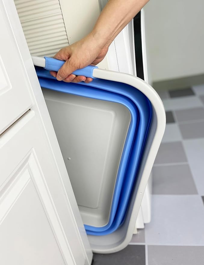 SAMMART 41L (10.8 gallon) Collapsible Plastic Laundry Basket - Foldable Pop Up Storage Container/Organizer - Portable Washing Tub - Space Saving (Grey/Little Boy Blue, Rectangular) - Image 2