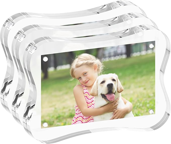 4x6 Acrylic Picture Frame 3 Pack, 10+10mm Thick, Double-Sided Transparent Magnetic Frameless Photo Frame, Desktop Freestanding Display for Office or Home, a Practical Gift Item by WelcometoFisnish
