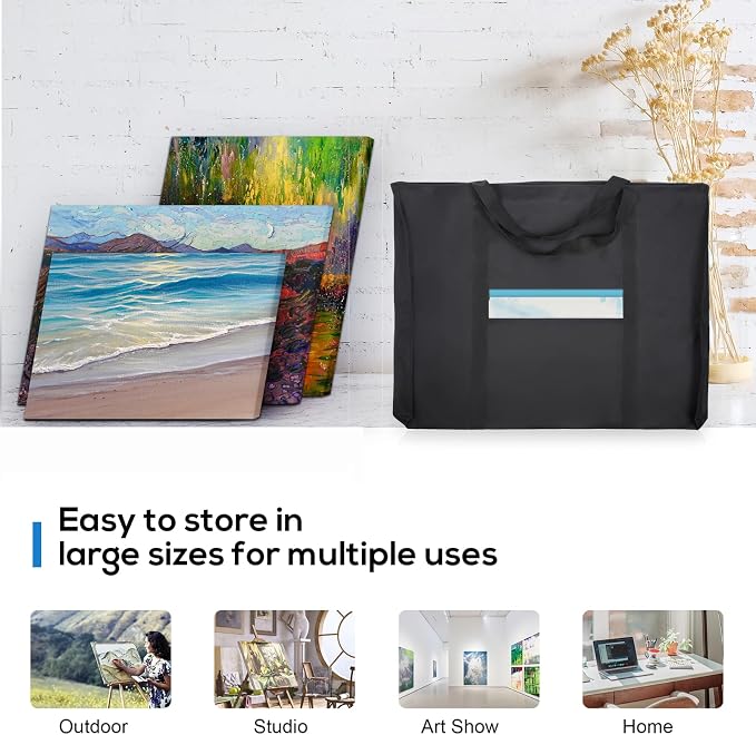 JJRING Dacron Light Weight Art Portfolio Bag, 19.6'' x 25.6'' for 18'' by 24'', Black Carrying Storage Case for Poster, Sketching, and Drawing | Light Weight Carrying Storage Case Suitable Poster, Sketching, And Drawing - Image 6