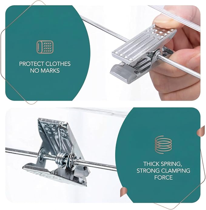 HOUSE DAY 120 Pack Clear Pants Hangers with Clips, Plastic Skirt Hangers for Women, 14 Inch Clip Hanger for Pants, Skirts, Jeans, Shorts, Legging, with 360-degree Swivel Hook, 2 Adjustable Clips - Image 4