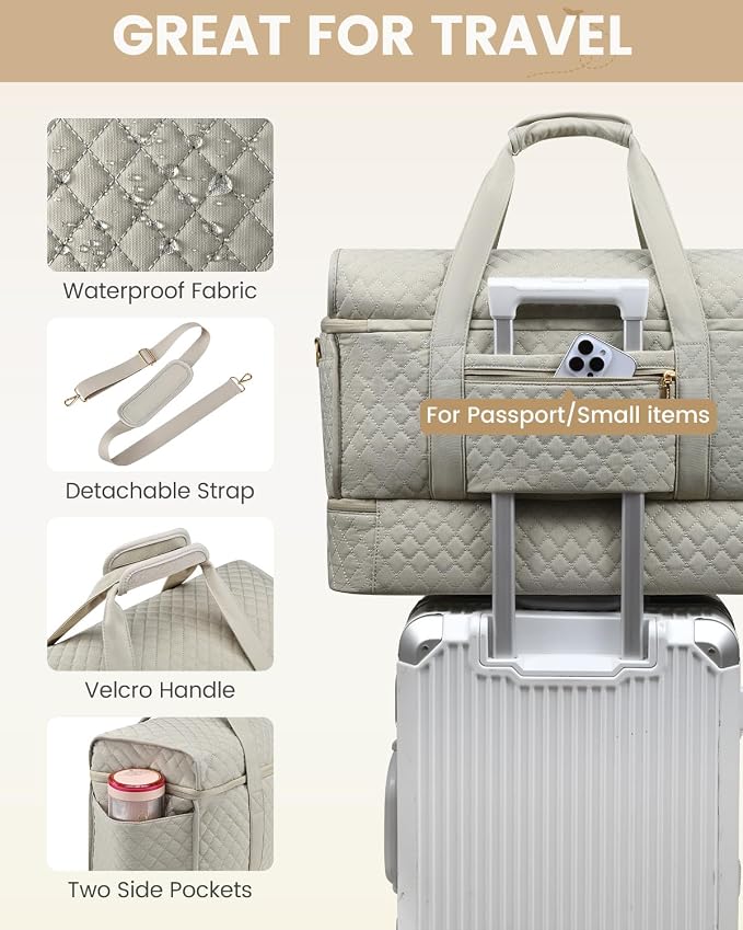 LOVEVOOK Large Travel Duffle Bag, Weekender Bags for Women With Shoe Compartment, Overnight Hospital Bag For Women Labor Delivery, Carry on Bag Personal Item Travel Bag, Yoga Gym Duffel Bag - Image 6