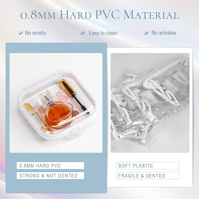 Sanwuta 6 Clear Hard Zipper Case,White,5 X 5 X 2 Inch | Pencil Case Pouches ,Makeup Bag,Plastic Toiletry Diaper Bag ,Travel Toy Storage,Waterproof Organizer Bins - Image 3