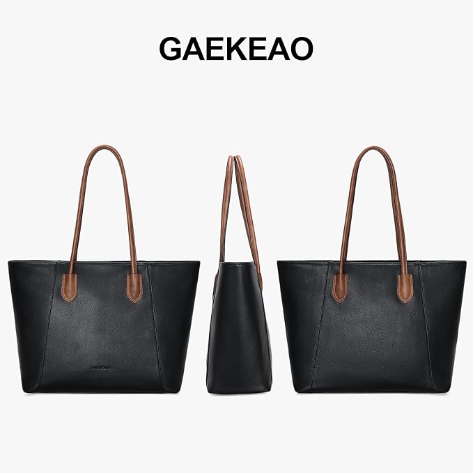GAEKEAO Tote Bag for Women Vegan Leather Zipper Shoulder Bags Travel Purses | Large Capacity Purse Handbags, Inner Pocket with Key Clip, Fits 14" Laptop, for Casual Work Dating Commute Daily Weekender - Image 7