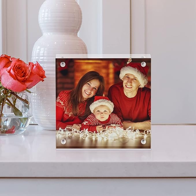 Boxalls 5x5 Acrylic Picture Frames - 5 Pack, Clear Frameless 5x5 Inches Photo Frames with Magnetic, Double Sided Transparent Desktop Frame(5 Pack) - Image 5