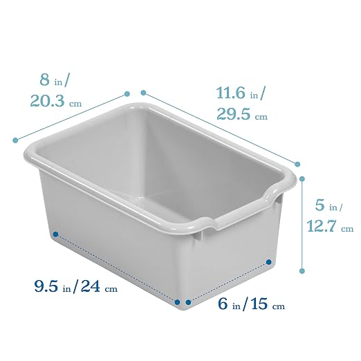 ECR4Kids Scoop Front Storage Bin, Multipurpose Organization, Contemporary, 15-Piece | Durable plastic, GREENGUARD Gold Certified, 1.2 gallon capacity, lightweight & nestable, built-in handle, classroom/home use - Image 2
