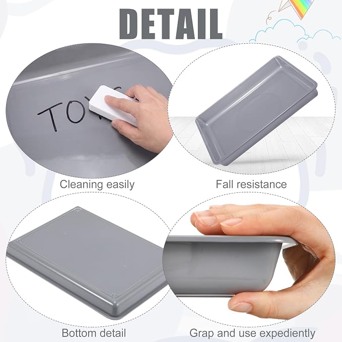 Maitys 15 Pack Plastic Art Trays 12 x 16 Inch Activity Crafts Trays Sensory Tray DIY Projects, Painting, Beads, Jewelry Office Home Organizer Arts and Crafts Supplies(Gray) - Image 2