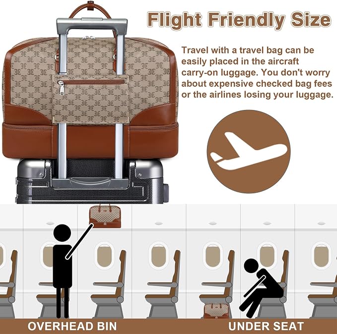 ITIEZY Weekender Bag for Women 21.5" Travel Duffel Large Carry On Bag 3PCS | Nylon Duffel Bag with Waterproof Shoe Compartment, Crossbody Bag and Toiletry Bag, Travel Weekend Hospital Overnight Gym Bag - Image 5