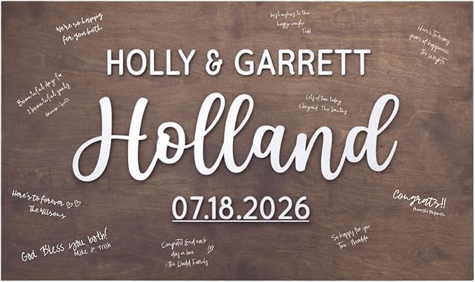 Personalized Last Name Guest Book, Unique Guest Book Sign, Custom Alternative Guest Book, Wooden Guest Book, Wedding Ceremony Guestbook Sign (Design 12) by Obsidian+Home+Creations