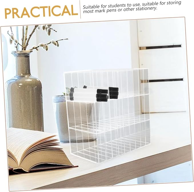Sewroro Multifunctional Marker Storage Stand Transparent Pen Holder for Desk Organization for School Supplies and Crafting Station - Image 3