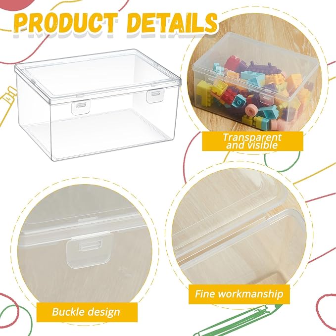 SiliFine 10 Pcs Clear Plastic Storage Bins with Lids Stackable for Toys | 7.1 x 5.2 x 3.4 Inch, Stackable, Organizer Containers, for Playroom Shelves, Holds Puzzles, Small Building Blocks, Crafts - Image 4