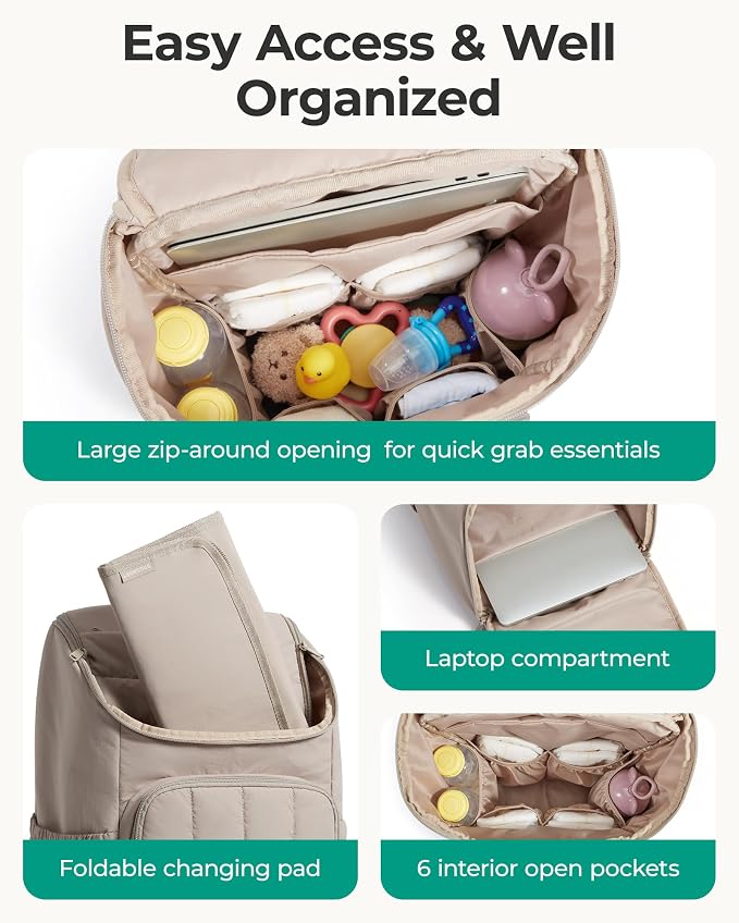 BAGSMART Diaper Bag Backpack with Changing Pad, Insulated Bottle Holders | Large Capacity, Water-resistant, Puffer Travel Baby Bag for Mom Dad Girl Boy, Pañaleras Para Bebe, Baby Shower Gifts - Image 3