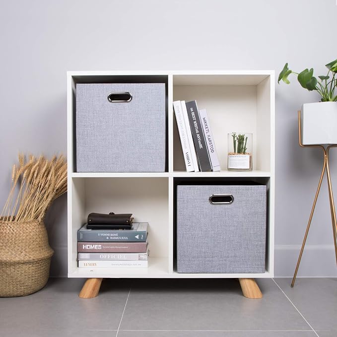 Thicker Fabric Storage Cubes 13 inch Collapsible Storage Bins for Organization, Cubby Storage Boxes for Organizing Shelf Cabinet Bookcase, 2pcs, Sliver Grey - Image 6