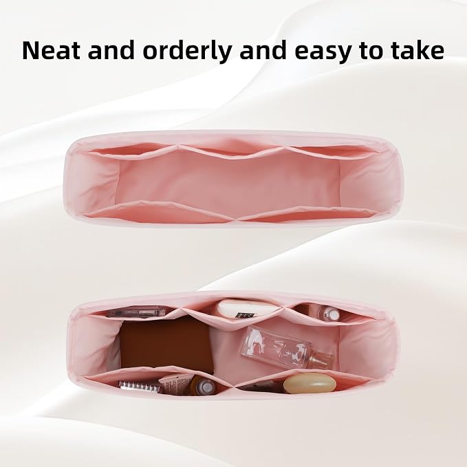 DGAZ Purse Organizer Insert Fits Neverfull-Mini/PM/MM/GM Bags，Silk Bag Organizer，Luxury Handbag & Tote Shaper（PM, Pink） | Soft and Lightweight,Perfect Fit,Multi-pocket Storage,Bag Protector,Luxury Bag Care,Handmade,for Smooth Bag Organizer - Image 5