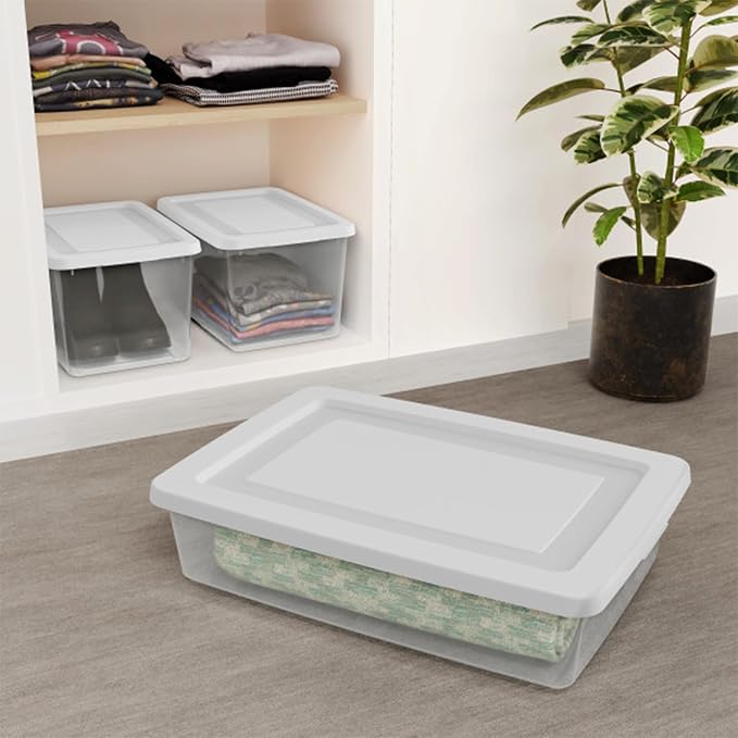 Sterilite Storage Box, Stackable Clear Plastic Bins, 20 Quart, 6-Pack | Heavy-Duty Organizing Containers with Snap-On Lids for Closet, Bathroom, and Office - Image 5