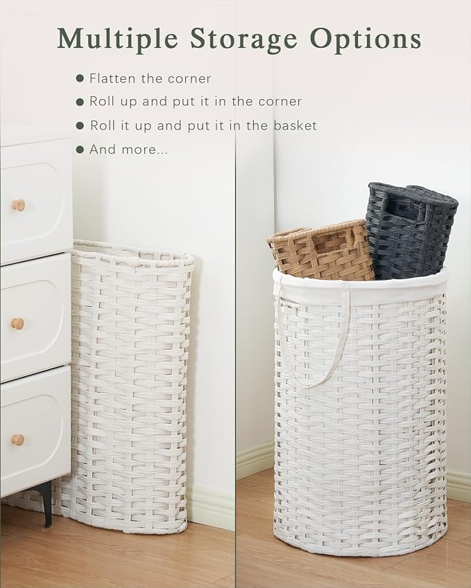 SETVSON Laundry Hamper with Lid Round Laundry Basket 23.8 Gal White | The lid hides dirty clothes, keeping spaces neat and fresh. 90 L Large Capacity, Stylish Design with Handles Easy Transport - Image 5