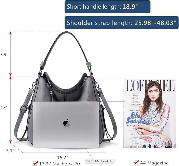 Hobo Crossbody Bag for Women, Designer Shoulder Purse Handbags - Image 5