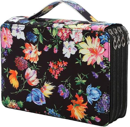 200 Slots Colored Pencil Case Organizer, 4 Layer Bag | Twill Oxford fabric,203 elastic loops,detachable handle,for travel, home storage,drawing tools,creative gifts by Lbxgap