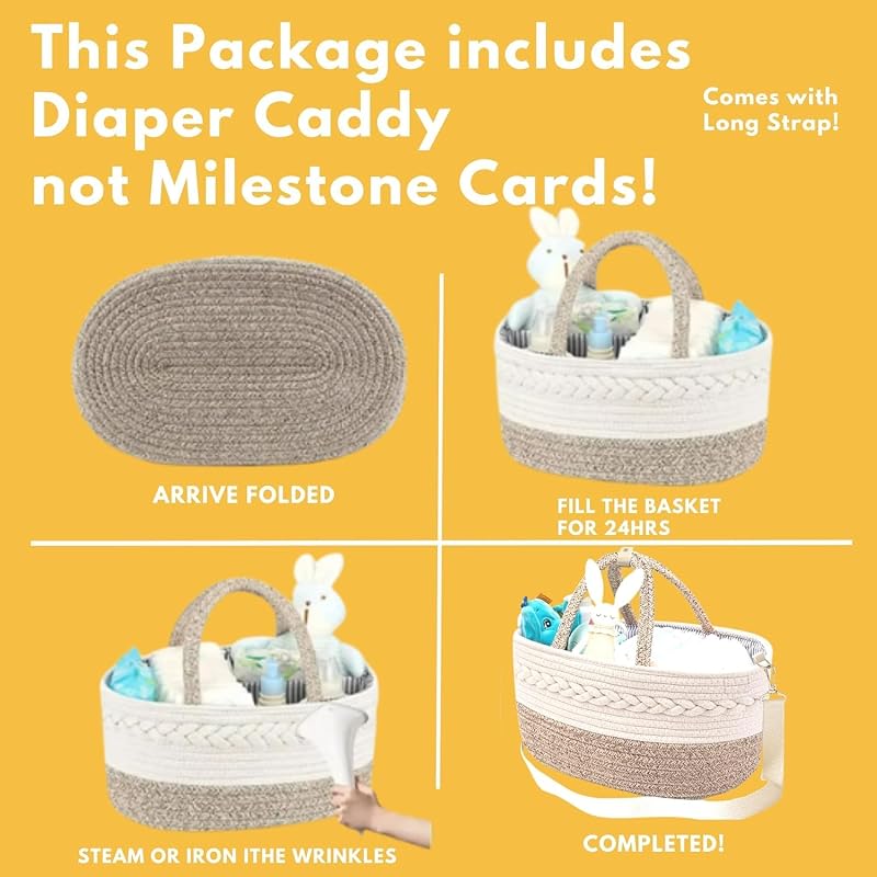 Baby Changing Basket Set with Diaper Caddy Organizer Macrame Boho Moses Basket for Babies, Handmade 100% Cotton Rope, Woven Portable Nursery Decor Waterproof Pad & Floral Pad - Image 7