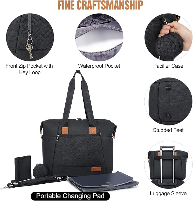 LOVEVOOK Diaper Bag Tote, Baby Diaper Bag Waterproof Travel Diaper Tote with Changing Pad - Image 5