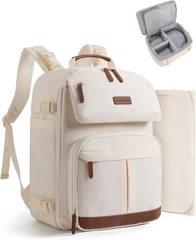mommore Diaper Bag Backpack Multi-Pocket Travel Baby Bag with Changing Pad | Suitcase-style, Insulated Pockets, Easy-access, Stroller-friendly, for Mom Dad, Travel Essentials, Newborn Baby Shower Gifts by mommore