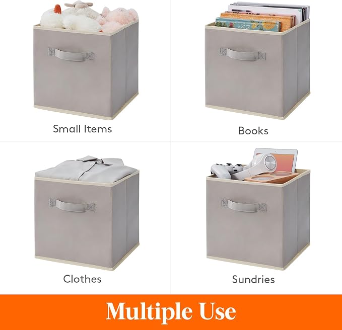 Lifewit Storage Cubes, 13 Inch Organizer Bins, 36L Light Gray, 12 Packs | Foldable Decorative Fabric Storage Baskets for Organizing Home Organizers with Handles for Shelves, Closet - Image 4