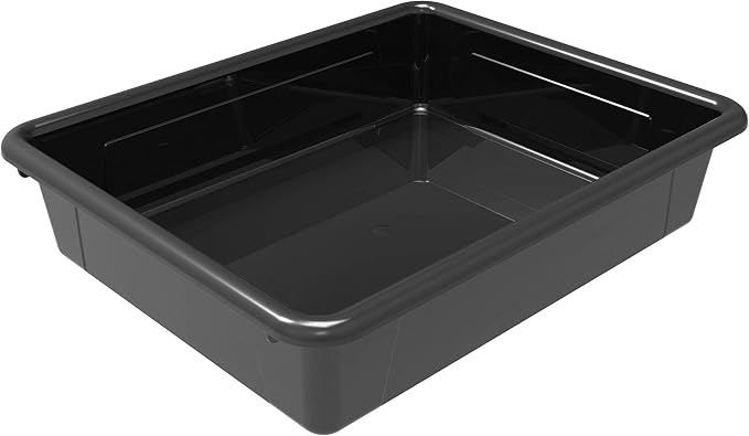 Storex Letter Size Flat Storage Tray – Organizer Bin for Classroom, Office and Home, Black, 5-Pack (62516A05C) - Image 3