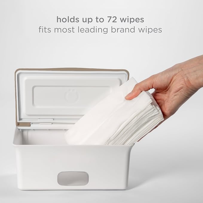 Ubbi Baby Wipes Dispenser with Weighted Plate, Taupe (Pack of 12) - Image 6
