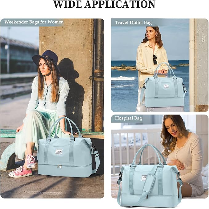 Weekender Bags for Women,Personal Item Travel Bag with Shoes Compartment | Overnight Travel Duffel Bag with Grid Toiletry Bag,Carry-On Bag,Extra Large - Image 7