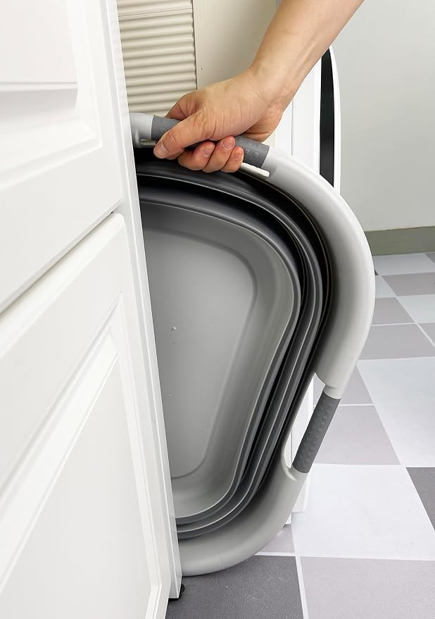 SAMMART 40L (10.5 gallon) Set of 2 Collapsible Plastic Laundry Hamper - Foldable Pop Up Storage Container/Organizer - Portable Washing Tub - Space Saving Basket (2, Grey/Dark Grey) - Image 8