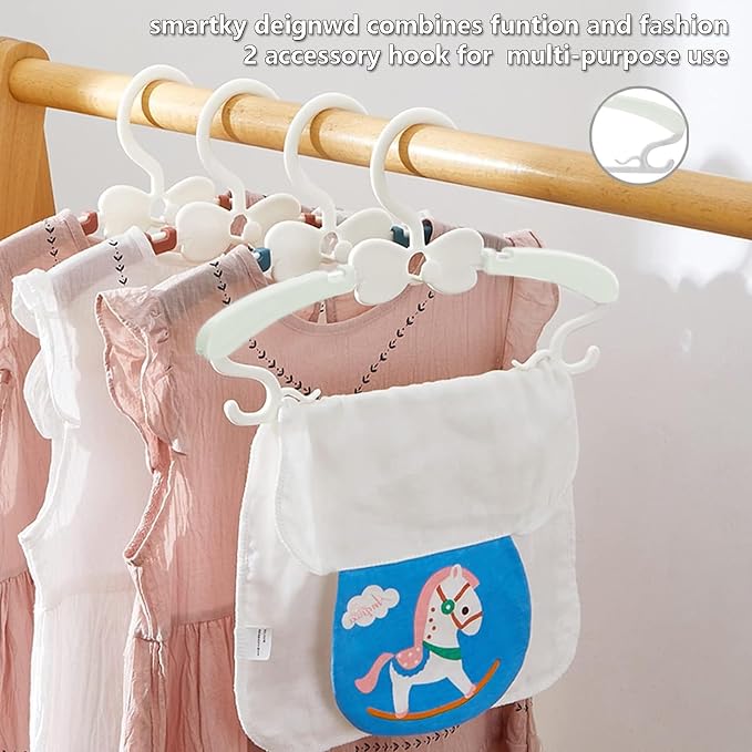 Baby Hangers 30 Pack, 11-14.5" Adjustable Kid Clothes Hangers for Newborn Closet, Plastic Non-Slip Small Infant Hanger for Toddler Pant, Child Coat Percha for Boy Nursery Clothing, Girl Dresses, White - Image 4