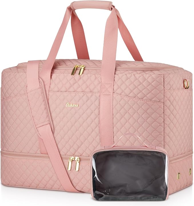 Duffle Bag for Travel, Weekender Bag with Shoe Compartment, Carry On Overnight Bag for Women with Toiletry Bag Duffel Bags with Wet Pocket for Gym Hospital Bags for Labor and Delivery Pink by Unknown