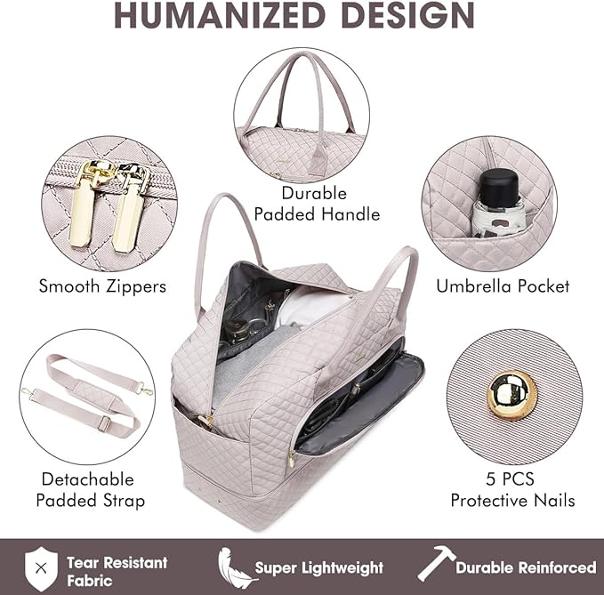 Travel Duffel Bags for Women with Shoe Compartment, Weekender Overnight Bag with Wet Pocket & Toiletry Bag, Carry On Personal Item Bag, Travel Tote Gym Bag, Hospital Bags for Labor and Delivery - Image 3
