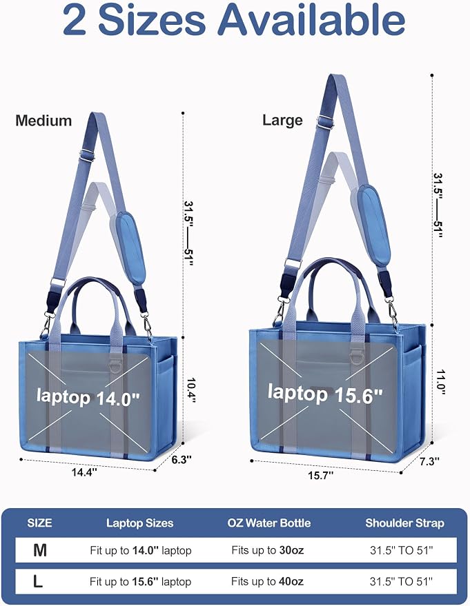 BESBESME Women’s Canvas Tote Bag with Zipper and Compartments – Multi-Pocket Laptop Work Crossbody Shoulder Tote Purse - Image 4