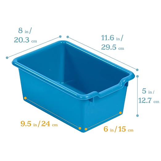 ECR4Kids Scoop Front Storage Bin, Multipurpose Organization, French Blue, 15-Piece - Image 2