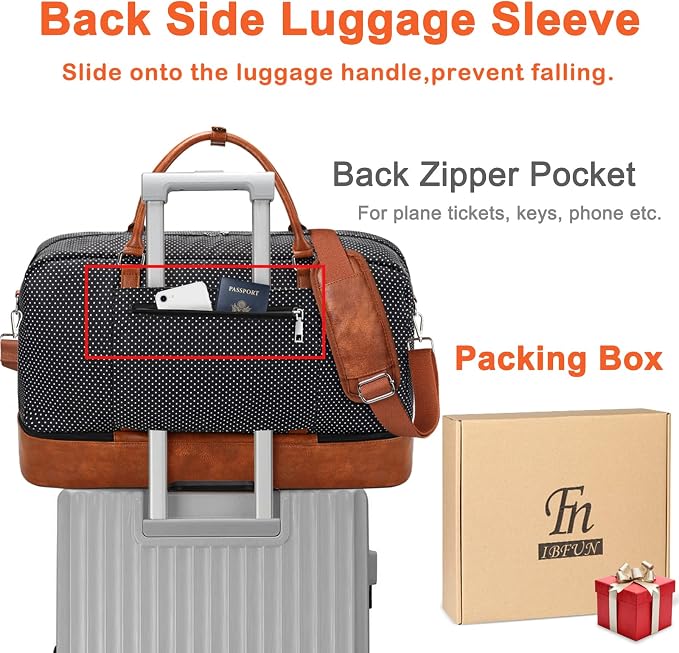 Weekender Bags for Women, 21" Weekender Travel Bag, Travel Duffle Bag with Shoe Compartment Carry on Overnight Duffel Bag for Weekend Travel Business Trip, 3PCS | 3PCS Carry On Overnight Large Duffel Bag with Crossbody Bag and Toiletry Bag for Weekend ... - Image 5