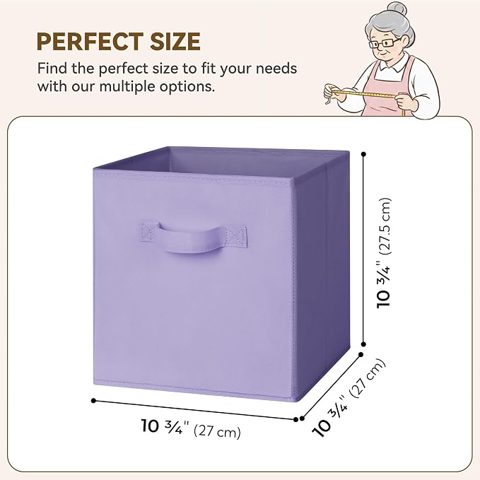 GRANNY SAYS 11 Inch Cube Storage Bins, Purple Gradient, 6-Pack | Collapsible Cube Storage Organizer with Thickened Base Plate, Sturdy Handles, Decorative Baskets for Shelves, Closet - Image 3