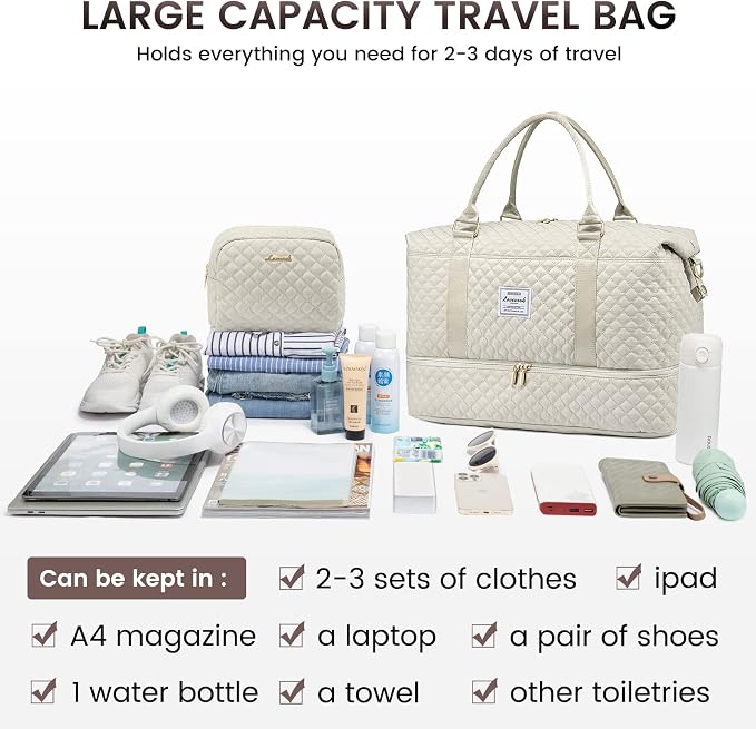 LOVEVOOK Travel Duffle Bag,Weekender Bags for Women with Shoe Compartment，Carry on Overnight Bag with Toiletry Bag,Gym Duffel Bag with Wet Pocket, Hospital Bags for Labor and Delivery - Image 4