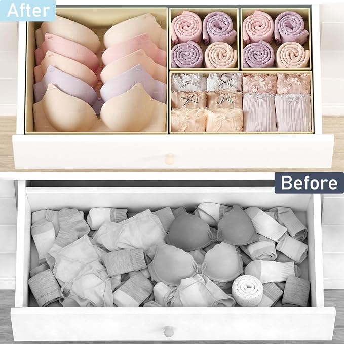 DIMJ Drawer Organizer Clothes - 24 Pack Dresser Organizer, Foldable Closet Organizers and Storage, Fabric Dresser Drawer Organizers, Drawer Dividers for Nursery, Baby Clothes, Underwears, Sock - Image 5