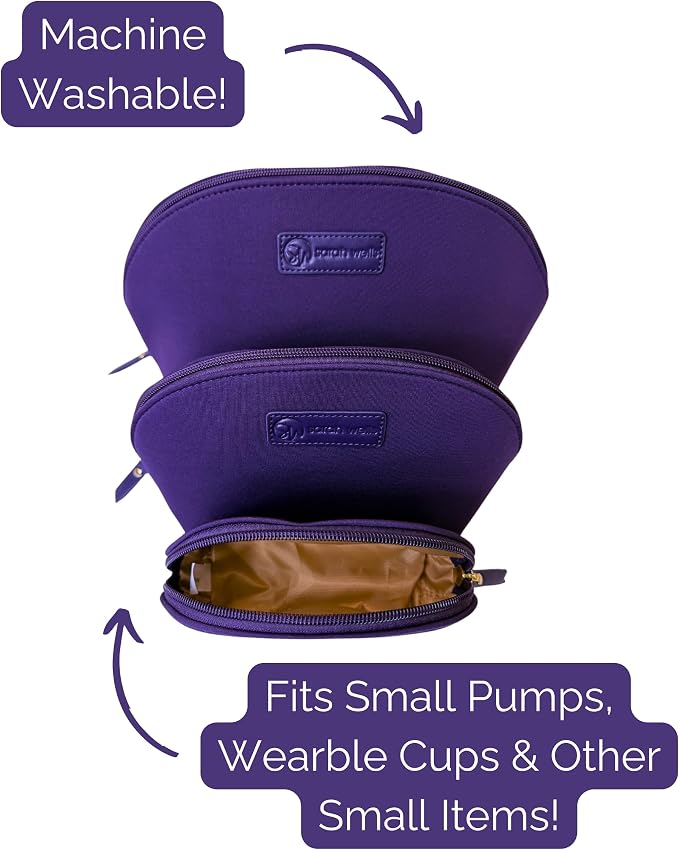 Sarah Wells PackSWell Neoprene Organizer Bag Set – 3 Nesting, Washable Pouches for Makeup, Pump Parts, Diaper & Pump Bag, Travel, Tote & Gym – Storage for Snacks, Tech Cords, Toiletries (Purple) - Image 2