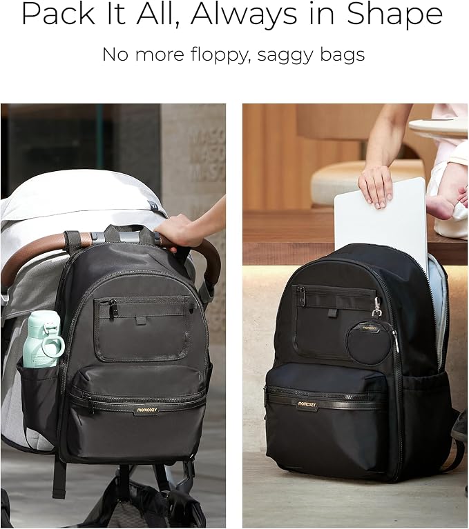 Momcozy Diaper Bag Backpack for Travel & Work - Waterproof and Multi-Pocket | Baby Bag with changing pad,mom bag with Insulated Pouch, Stroller Straps & Laptop Compartment - Image 6
