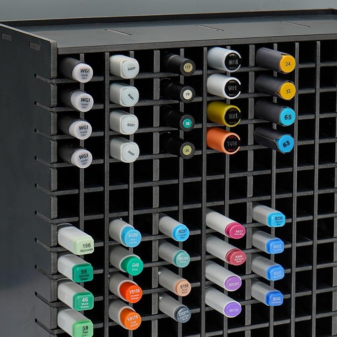 Marker Pen Organizer Holder for 240 Markers Black | Craft Art Supply Storage Rack, Desktop Art Marker Pens Colored Pencils Holder Storage Case for Home Classroom Office - Image 5