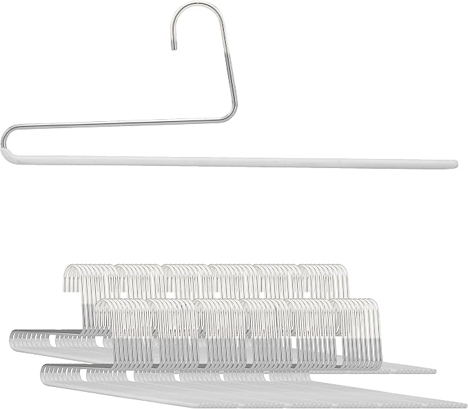 Mawa by Reston Lloyd Non-Slip Space Saving Clothes Hanger with Single Rod for Pants, Style KH35U, White, Set of 160 by Mawa