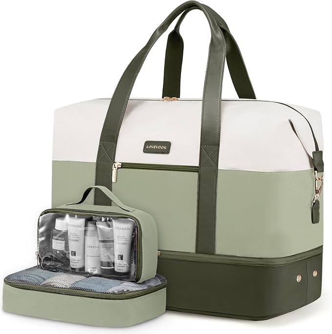 LOVEVOOK Weekender Bag for Women, Large Duffle Bag for Travel with 2 Packing Cubes, Carry on Overnight Bag with Shoe Compartment, Mom Hospital Bags for Labor and Delivery by LOVEVOOK
