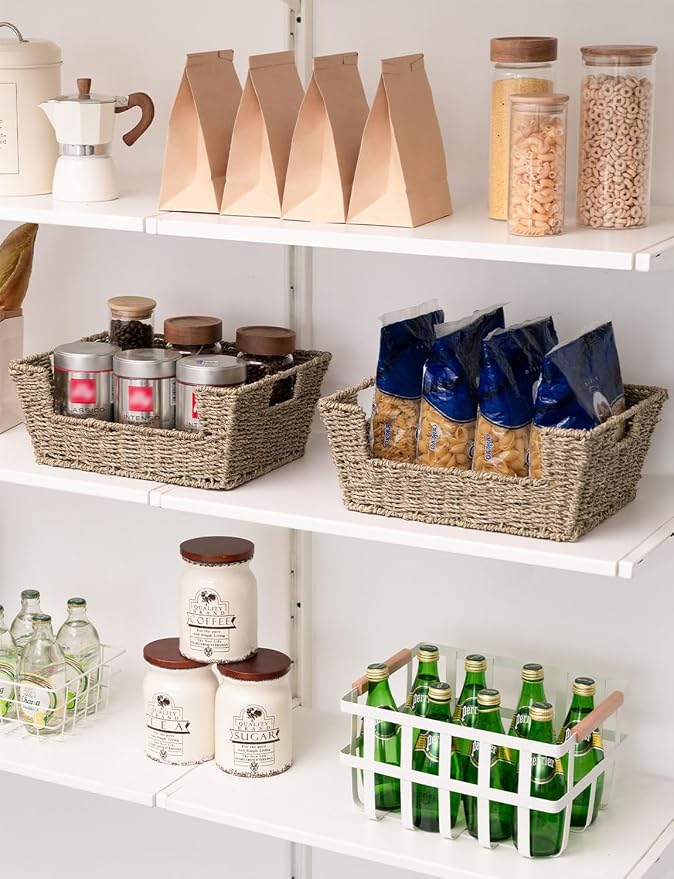 StorageWorks Pantry Baskets for Organizing, Storage Baskets, Seagrass | Pantry Baskets for Patato and Onion Storage, Stackable Wicker Basket Organizer for Shelf, Woven Basket for Storage, 2-Pack - Image 7