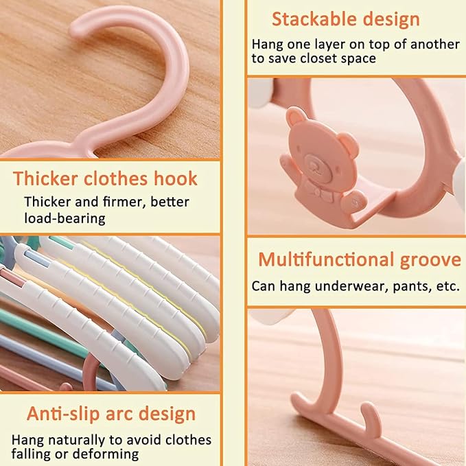 Baby Clothes Hangers 20 Pack, Plastic Kids Hangers Space Saving for Closet | Pink Hanger for Toddler Girl, Lightweight Anti-Slip Cascading Adjustable Children Infant Hangers, Ganchos para Ropa de Bebe - Image 4